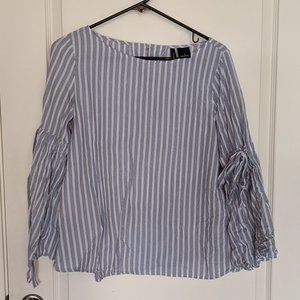 New Directions Striped Tie Sleeve Top